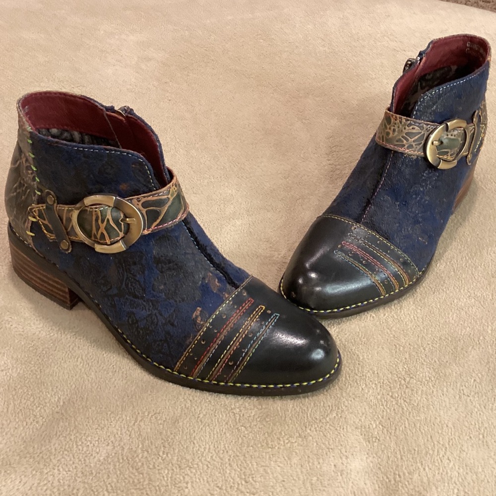 L'Artiste Georgiana Boots in Blue Multicolor, Women's Size US 7, UK 5, EU 37